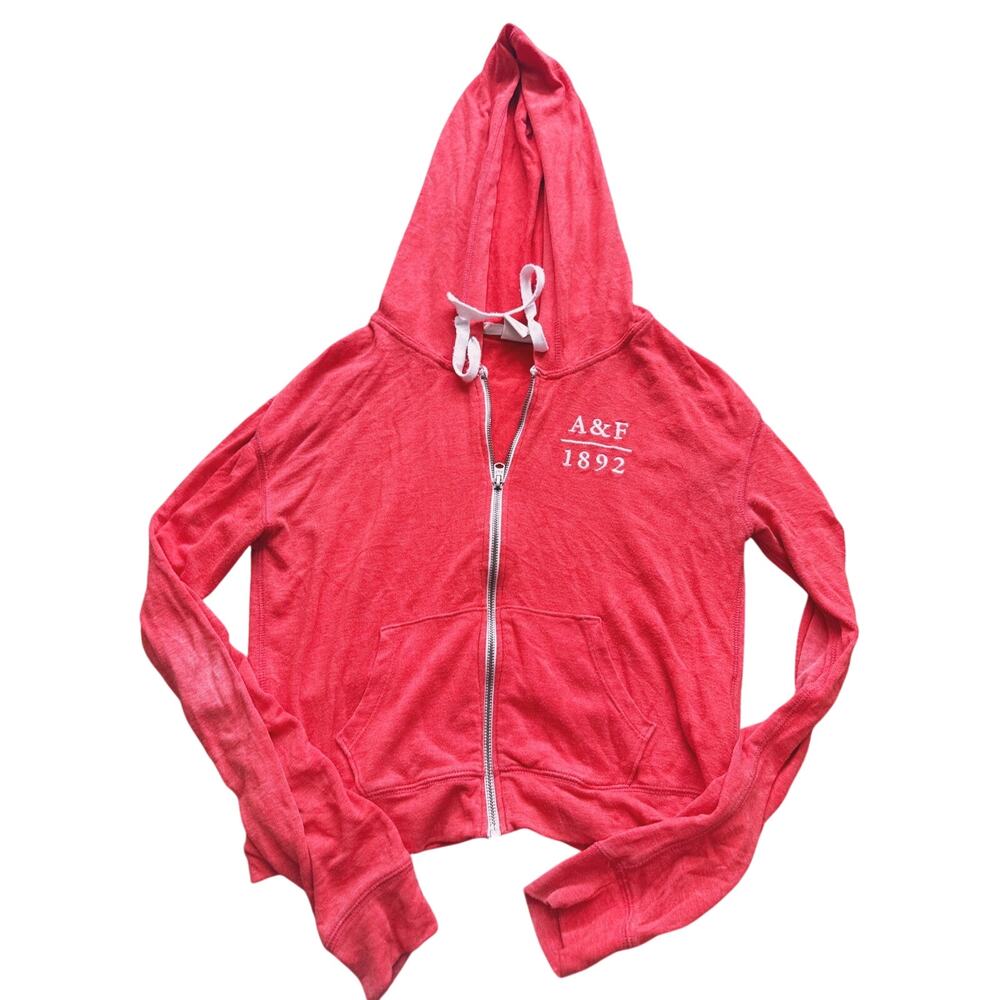 VTG Abercrombie & Fitch Y2K Graphic Hoodie Jacket Small Red Retro Mall Girl